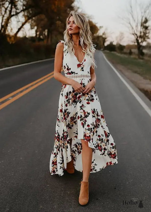 V-neck Backless Boho Maxi Dress Aisha
